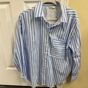 AYR Blue and White Striped Button Down Shirt- the deep end